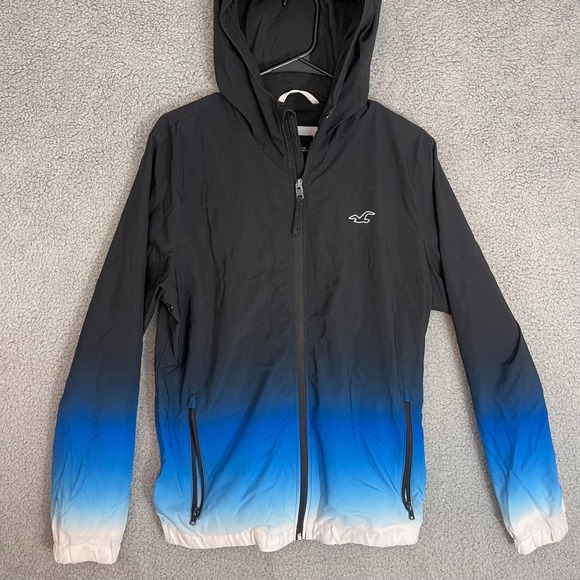 Hollister Other - Hollister Mens Medium Epic Flex Black Blue Ombre‎ Full Zip Windbreaker Jacket